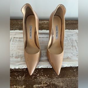 Luciano Padovan nude patent leather heels